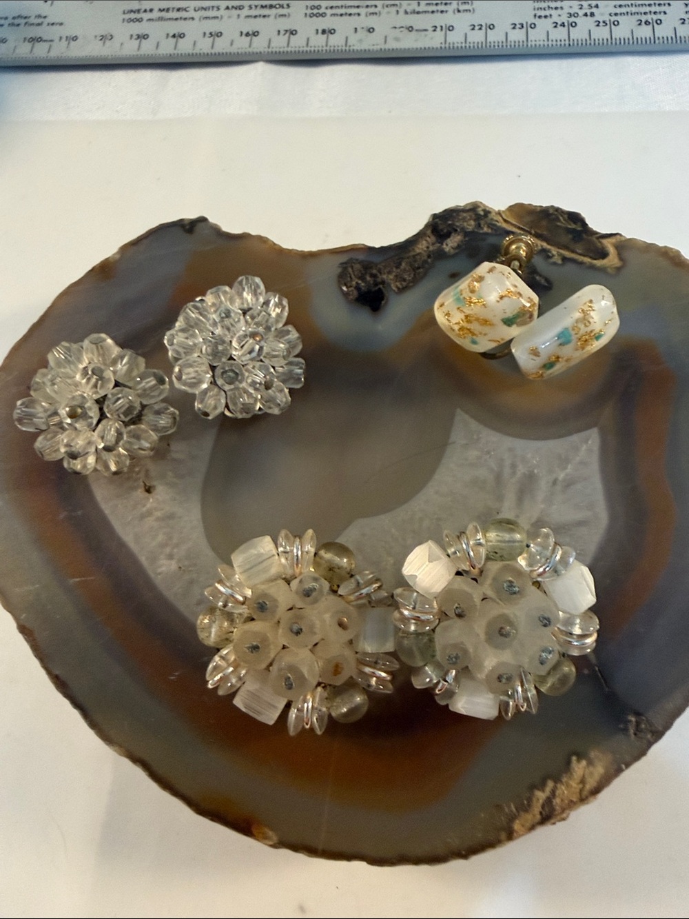 2 Clip earrings Japan & Germany clip & 1 screwback Earrings Gold  tonesGuc